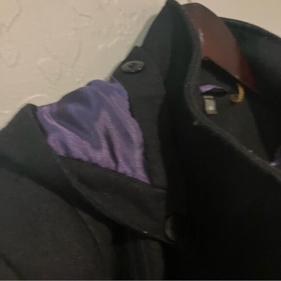 Calvin Klein Black Winter Wool Blend Coat with Removable Hood Women's Size 6 - Picture 15 of 16